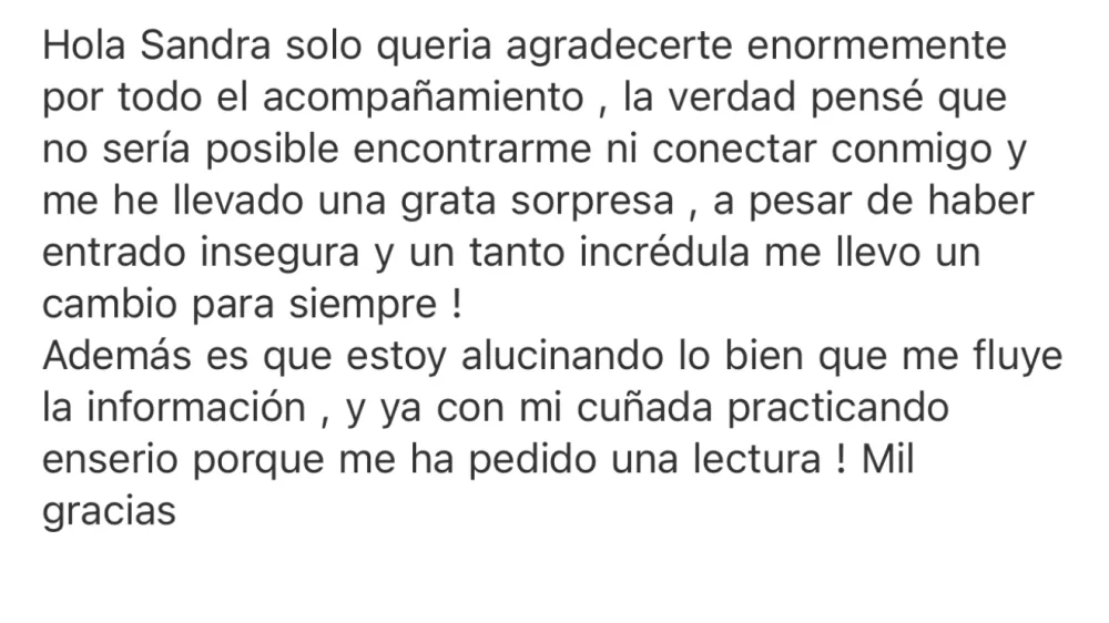 Mensaje real de una alumna: pensé que no sería posible encontrarme ni conectar conmigo y me llevo un cambio para siempre